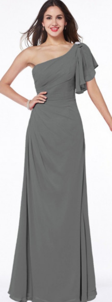 NWOT Gray Chiffon A-line Bridesmaid Dress Size 16